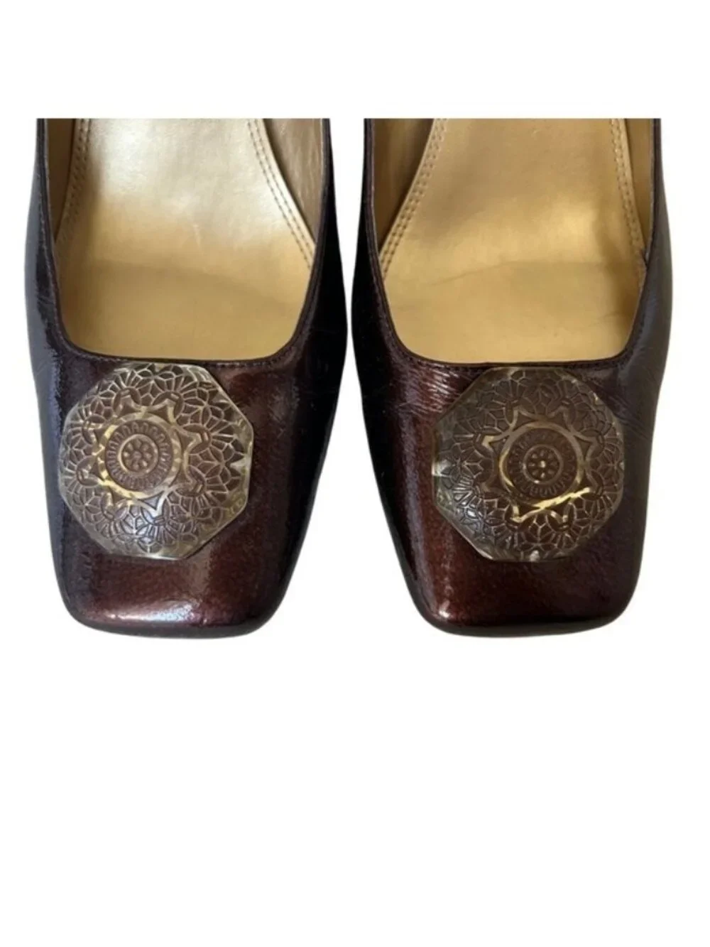 Tahari Evelyn 2 Mocha Patent Leather Heels | Size 9M | Block Heel - Picture 6 of 8